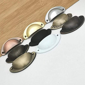4pcs/lot Metal Kitchen Drawer Cabinet Door Handle Furniture Knobs Hardware Cupboard Antique Iron Shell Pull Handles