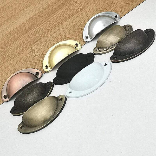 4pcs/lot Metal Kitchen Drawer Cabinet Door Handle Furniture Knobs Hardware Cupboard Antique Iron Shell Pull Handles