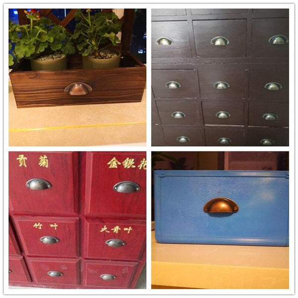 4pcs/lot Metal Kitchen Drawer Cabinet Door Handle Furniture Knobs Hardware Cupboard Antique Iron Shell Pull Handles