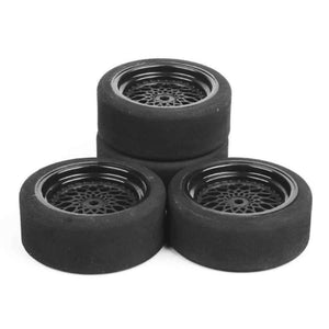 Planet Gates 4pcs/lot Rc Car Tires 3mm Offset Sponge Tyres Wheel Rim Fit HSP HPI 1/10 Scale On-Road Racing Car Toys Unique Foam Tires 23001