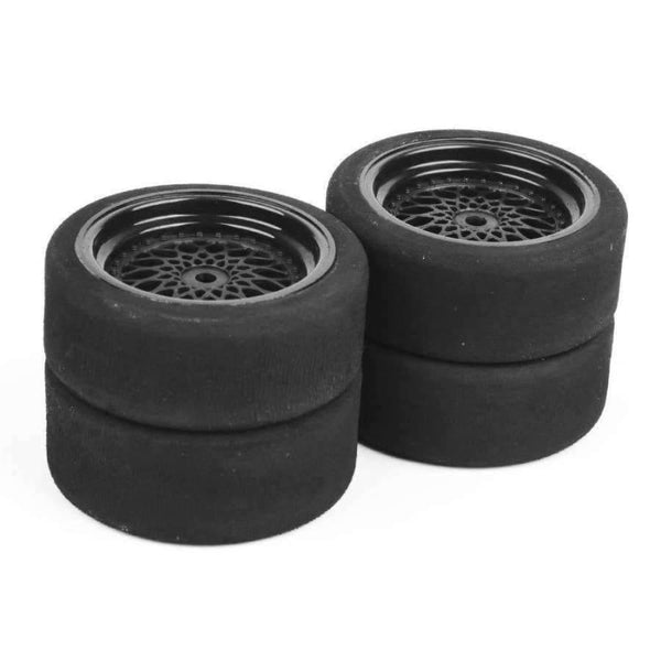 Planet Gates 4pcs/lot Rc Car Tires 3mm Offset Sponge Tyres Wheel Rim Fit HSP HPI 1/10 Scale On-Road Racing Car Toys Unique Foam Tires 23001