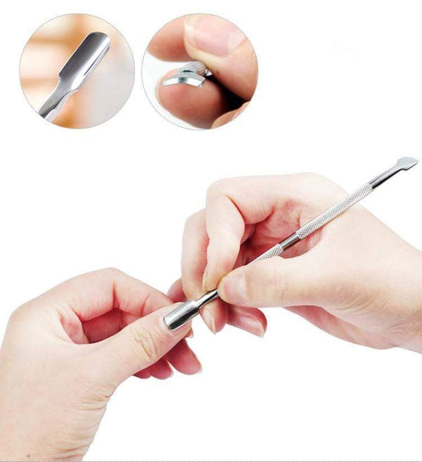 Planet Gates 4pcs/Lot Stainless Steel Cuticle Remover Double Sided Finger Dead Skin Push Nail Cuticle Pusher Manicure Nail Care Tool