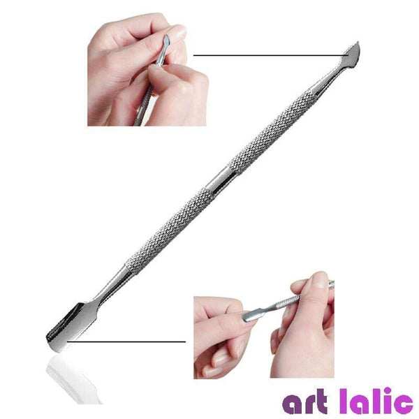 Planet Gates 4pcs/Lot Stainless Steel Cuticle Remover Double Sided Finger Dead Skin Push Nail Cuticle Pusher Manicure Nail Care Tool