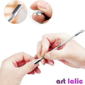 Planet Gates 4pcs/Lot Stainless Steel Cuticle Remover Double Sided Finger Dead Skin Push Nail Cuticle Pusher Manicure Nail Care Tool