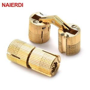 Planet Gates 4PCS NAIERDI Copper Brass Furniture Hinges 8-18mm Cylindrical Hidden Cabinet Concealed Invisible Door Box Hinges For Hardware