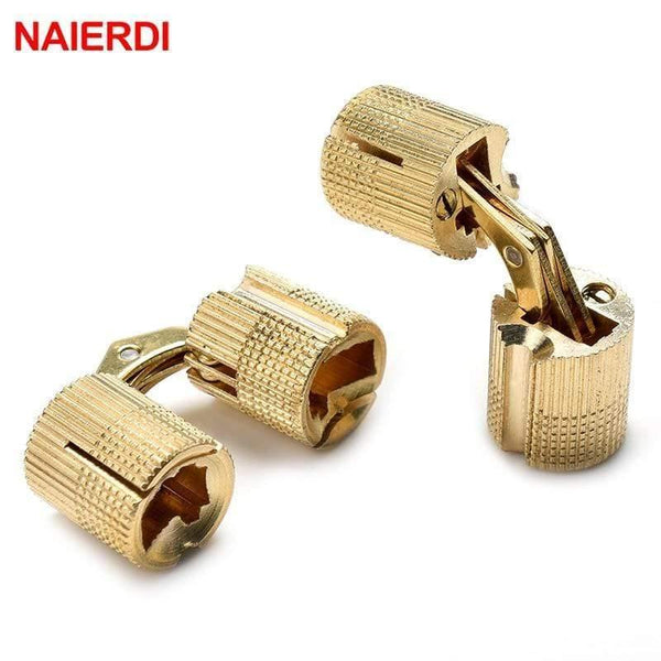 Planet Gates 4PCS NAIERDI Copper Brass Furniture Hinges 8-18mm Cylindrical Hidden Cabinet Concealed Invisible Door Box Hinges For Hardware