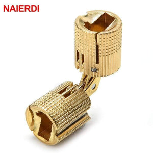 Planet Gates 4PCS NAIERDI Copper Brass Furniture Hinges 8-18mm Cylindrical Hidden Cabinet Concealed Invisible Door Box Hinges For Hardware