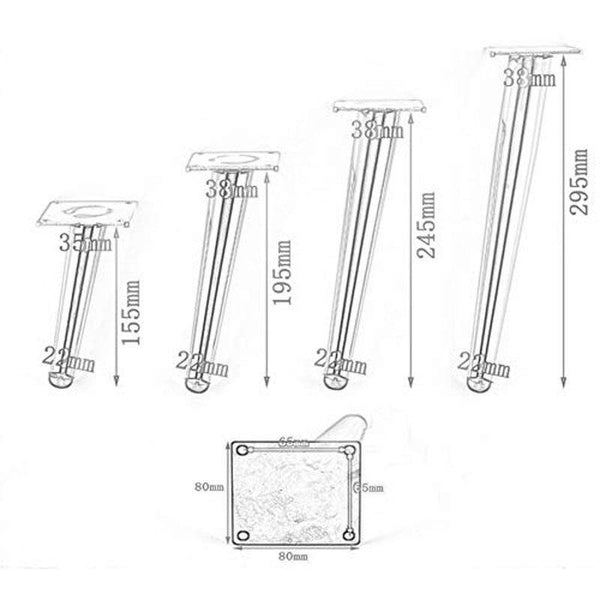 4Pcs/Set 15/20/25/30CM Furniture Cabinet Metal Legs Round Tapered Leg DIY Furnitur Sofa Table Bed Shoe Cabinet Desk Legs