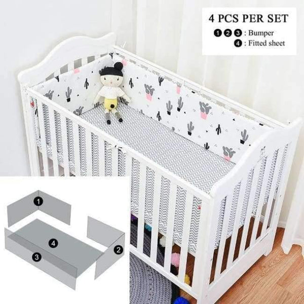 Planet Gates 4pcs set catcus 1 Lovely  Cactus Triangle Baby Gril Crib Bed Bumpers, Fashion Baby Bedding Set Girls Cotton Nursery bedding,130*70cm