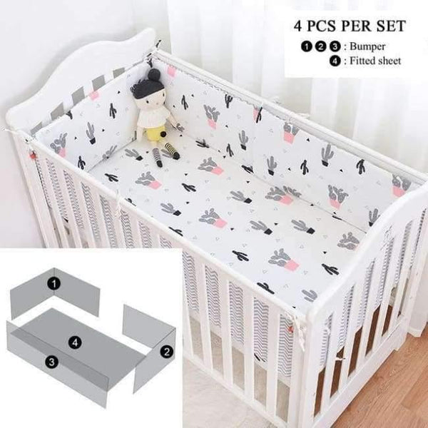 Planet Gates 4pcs set catcus Lovely  Cactus Triangle Baby Gril Crib Bed Bumpers, Fashion Baby Bedding Set Girls Cotton Nursery bedding,130*70cm