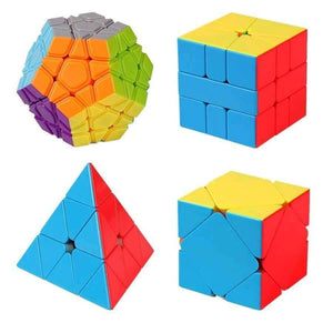 Planet Gates 4pcs/set Cubing Classroom WCA Official Competition Cube Gift Set Magic Cube Brain Teaser Puzzle Toy - Colorful