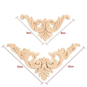 Planet Gates 4pcs/set Rubber Wood Carved Corner Onlay Applique Furniture Flower Shape Unpainted Decoration Furniture Accessories