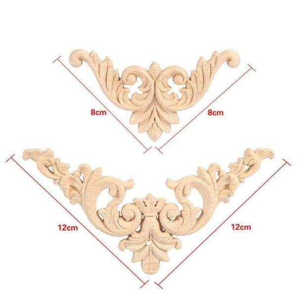 Planet Gates 4pcs/set Rubber Wood Carved Corner Onlay Applique Furniture Flower Shape Unpainted Decoration Furniture Accessories