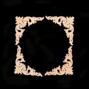 Planet Gates 4pcs/set Rubber Wood Carved Corner Onlay Applique Furniture Flower Shape Unpainted Decoration Furniture Accessories