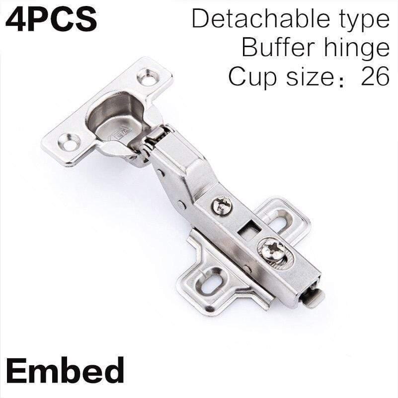4pcs/set Small Hinges Mini Built-in Damping Hydraulic Buffering Mute Pipe Furniture Display Cabinet 26mm Hinge Cup