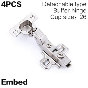 4pcs/set Small Hinges Mini Built-in Damping Hydraulic Buffering Mute Pipe Furniture Display Cabinet 26mm Hinge Cup