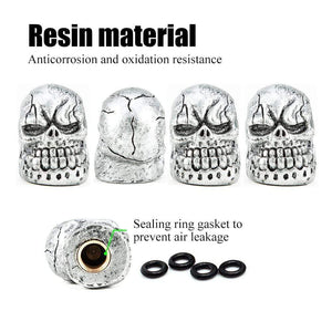 Planet Gates 4Pcs/Set Universal Skull Car Auto Wheel Tire Valve Stem Caps Dust Covers Modified Tire Valve Cap for Car, Motorcycle and Bicycle