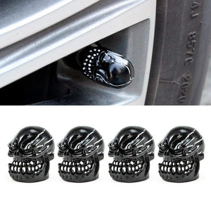Planet Gates 4Pcs/Set Universal Skull Car Auto Wheel Tire Valve Stem Caps Dust Covers Modified Tire Valve Cap for Car, Motorcycle and Bicycle