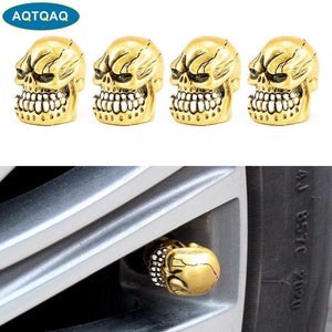 Planet Gates 4Pcs/Set Universal Skull Car Auto Wheel Tire Valve Stem Caps Dust Covers Modified Tire Valve Cap for Car, Motorcycle and Bicycle