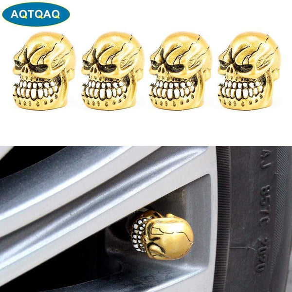 Planet Gates 4Pcs/Set Universal Skull Car Auto Wheel Tire Valve Stem Caps Dust Covers Modified Tire Valve Cap for Car, Motorcycle and Bicycle