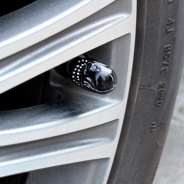 Planet Gates 4Pcs/Set Universal Skull Car Auto Wheel Tire Valve Stem Caps Dust Covers Modified Tire Valve Cap for Car, Motorcycle and Bicycle