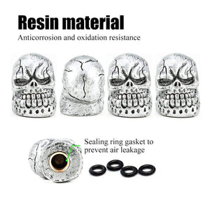 Planet Gates 4Pcs/Set Universal Skull Car Auto Wheel Tire Valve Stem Caps Dust Covers Modified Tire Valve Cap for Car, Motorcycle and Bicycle