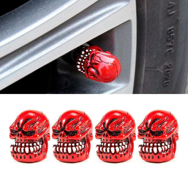 Planet Gates 4Pcs/Set Universal Skull Car Auto Wheel Tire Valve Stem Caps Dust Covers Modified Tire Valve Cap for Car, Motorcycle and Bicycle