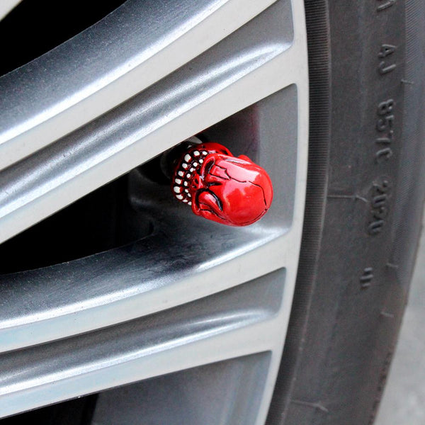 Planet Gates 4Pcs/Set Universal Skull Car Auto Wheel Tire Valve Stem Caps Dust Covers Modified Tire Valve Cap for Car, Motorcycle and Bicycle