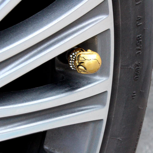 Planet Gates 4Pcs/Set Universal Skull Car Auto Wheel Tire Valve Stem Caps Dust Covers Modified Tire Valve Cap for Car, Motorcycle and Bicycle