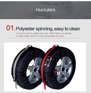 Planet Gates 4Pcs Spare Tire Cover Case Polyester Winter and Summer Car Tires Storage Bag Automobile Tyre Accessories Vehicle Wheel Protector