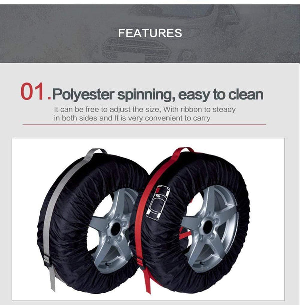 Planet Gates 4Pcs Spare Tire Cover Case Polyester Winter and Summer Car Tires Storage Bag Automobile Tyre Accessories Vehicle Wheel Protector