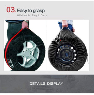 Planet Gates 4Pcs Spare Tire Cover Case Polyester Winter and Summer Car Tires Storage Bag Automobile Tyre Accessories Vehicle Wheel Protector