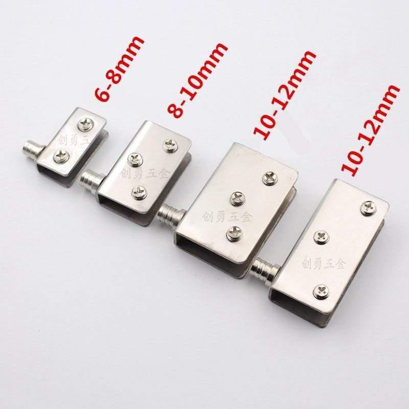 Planet Gates 4pcs Stainless Steel glass hinges for 5-8mm/10-12mm Glass Door Glass Pivot Clamps Door Hinges 4 sizes