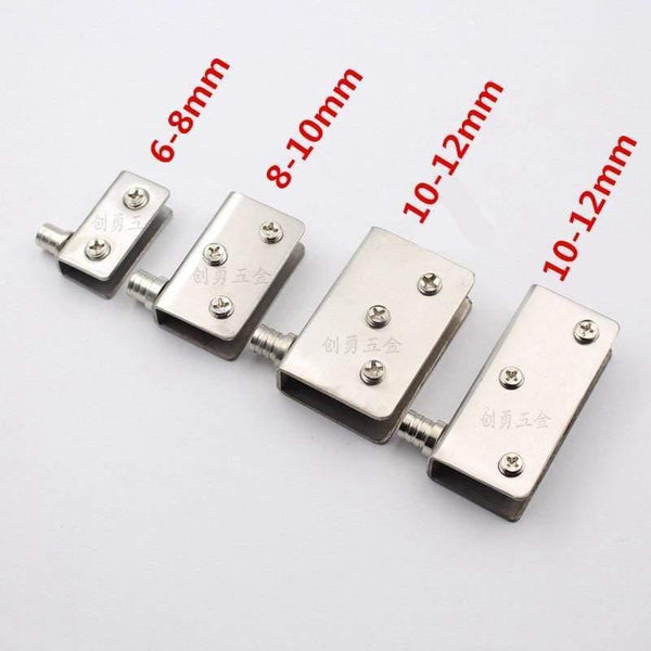 Planet Gates 4pcs Stainless Steel glass hinges for 5-8mm/10-12mm Glass Door Glass Pivot Clamps Door Hinges 4 sizes