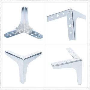 4pcs Triangular Metal Furniture Legs Cabinet Feet Triangle Shaped Sofa Bed Table Legs Furniture Feet Hardware Accessories Silver