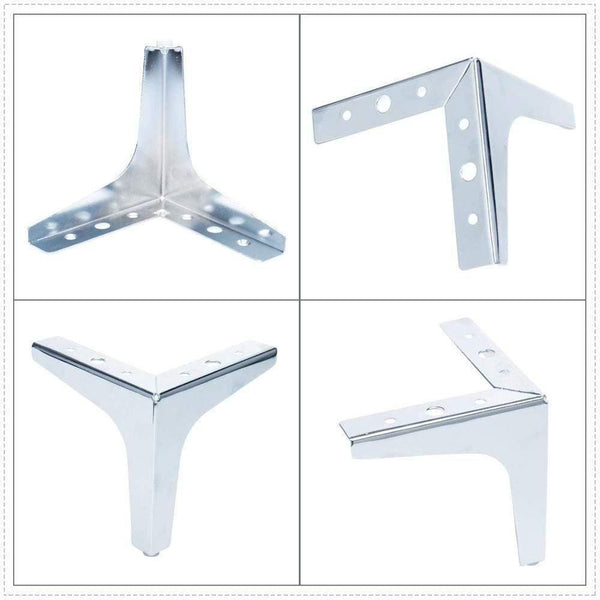 4pcs Triangular Metal Furniture Legs Cabinet Feet Triangle Shaped Sofa Bed Table Legs Furniture Feet Hardware Accessories Silver