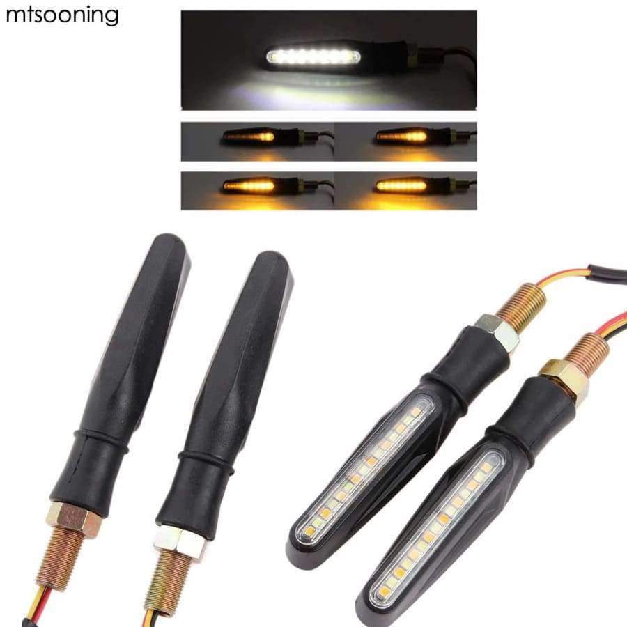 Planet Gates 4Pcs Universal Water Flowing Motorcycle Turn Signal Indicator Lights Bulbs 12V 15LED Newest Amber And White Led light