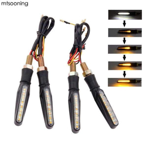 Planet Gates 4Pcs Universal Water Flowing Motorcycle Turn Signal Indicator Lights Bulbs 12V 15LED Newest Amber And White Led light
