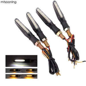 Planet Gates 4Pcs Universal Water Flowing Motorcycle Turn Signal Indicator Lights Bulbs 12V 15LED Newest Amber And White Led light
