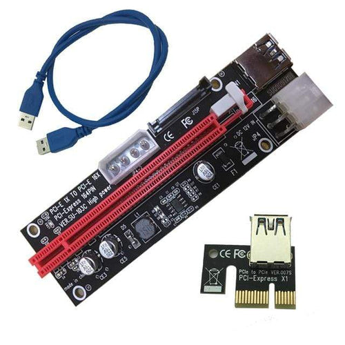 Planet Gates 4pin 6pin SATA Power PCI Express 16X Slot Riser Card USB 3.0 PCI-E PCI-Express 1x to 16x PCIE Riser for Bitcoin BTC Miner Mining