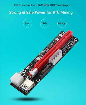 Planet Gates 4pin 6pin SATA Power PCI Express 16X Slot Riser Card USB 3.0 PCI-E PCI-Express 1x to 16x PCIE Riser for Bitcoin BTC Miner Mining