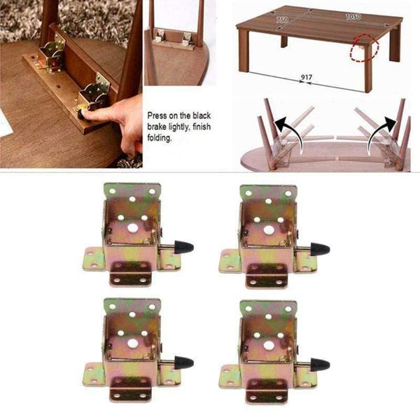 4X Iron Locking Folding Table Chair Leg Brackets Hinge Self Lock Foldable Hinges