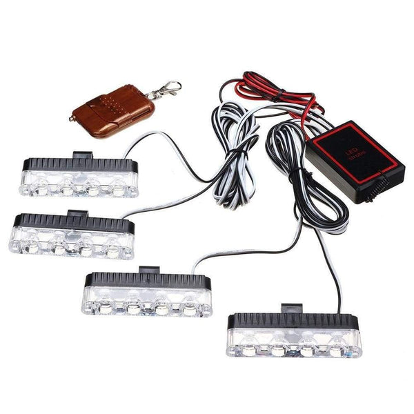 Planet Gates 4X4 LED Strobe Warning Police Light Wireless Remote For Car Truck Emergency DRL Day Running Ambulance Firemen Light