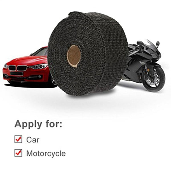 Planet Gates 5/10/15/20M Motorcycle Exhaust Thermal Tape Exhaust Heat Tape Wrap Manifold Insulation Roll Resistant with Stainless Ties