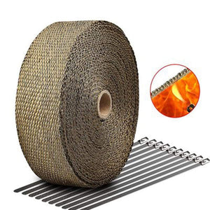 Planet Gates 5/10/15/20M Motorcycle Exhaust Thermal Tape Exhaust Heat Tape Wrap Manifold Insulation Roll Resistant with Stainless Ties