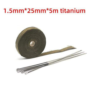 Planet Gates 5/10/15/20M Motorcycle Exhaust Thermal Tape Exhaust Heat Tape Wrap Manifold Insulation Roll Resistant with Stainless Ties