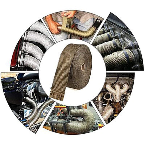 Planet Gates 5/10/15/20M Motorcycle Exhaust Thermal Tape Exhaust Heat Tape Wrap Manifold Insulation Roll Resistant with Stainless Ties