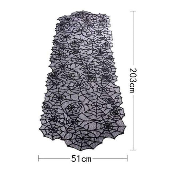 Planet Gates 5 1pc Halloween Decoration Props Black Lace Spiderweb Bat Fireplace Mantle Scarf Cover Tablecloth Christmas Festive Party Supplies
