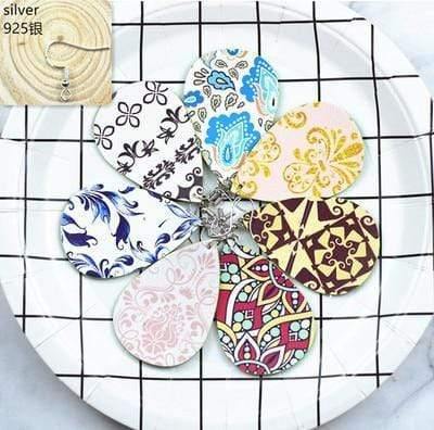 Planet Gates 5 30pair/lot New Teardrop PU Leather Earrings Sequins Looking Various Looking Various Multi Colors Bohemia Water Drop Earring