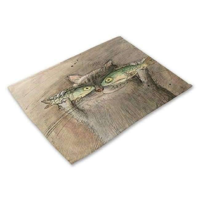 Planet Gates 1 / 42X32CM Designs Cartoon Cat Table Mats For Dining Table Mermaid King Bowl Tableware Pad Coaster Kitchen Accessories Retro